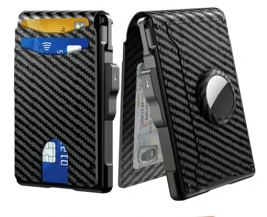 Aluminum RFID Wallet – AirTag Ready & Pop-Up Card Access