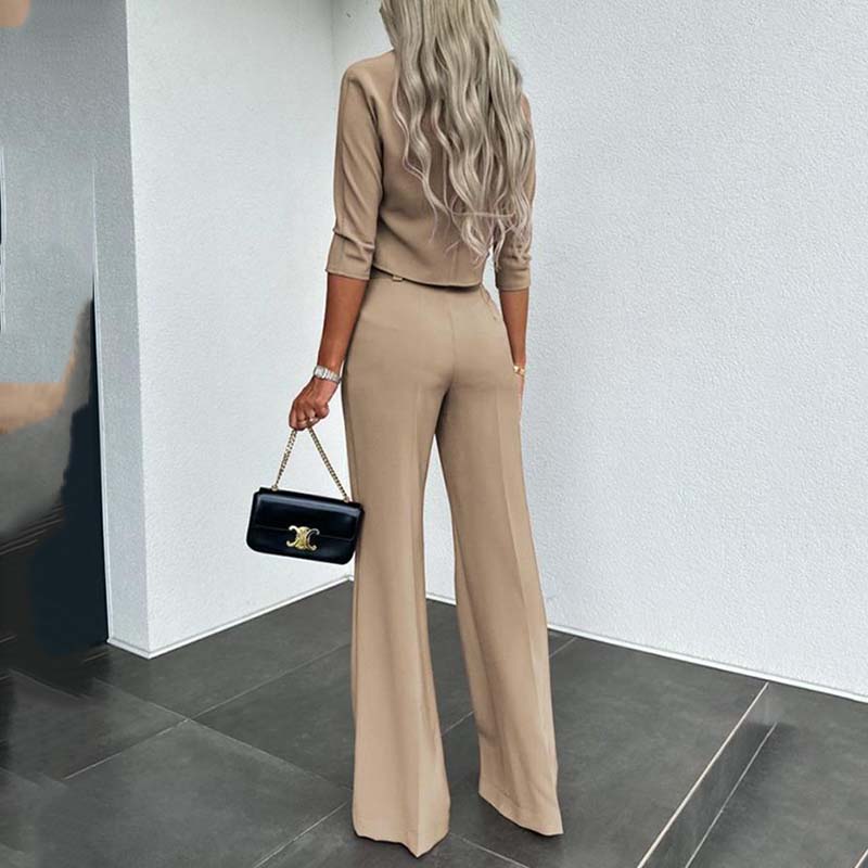 🔥Flash Sale💖Women's Elegant Crop Top & Wide-Leg Pants Set👖