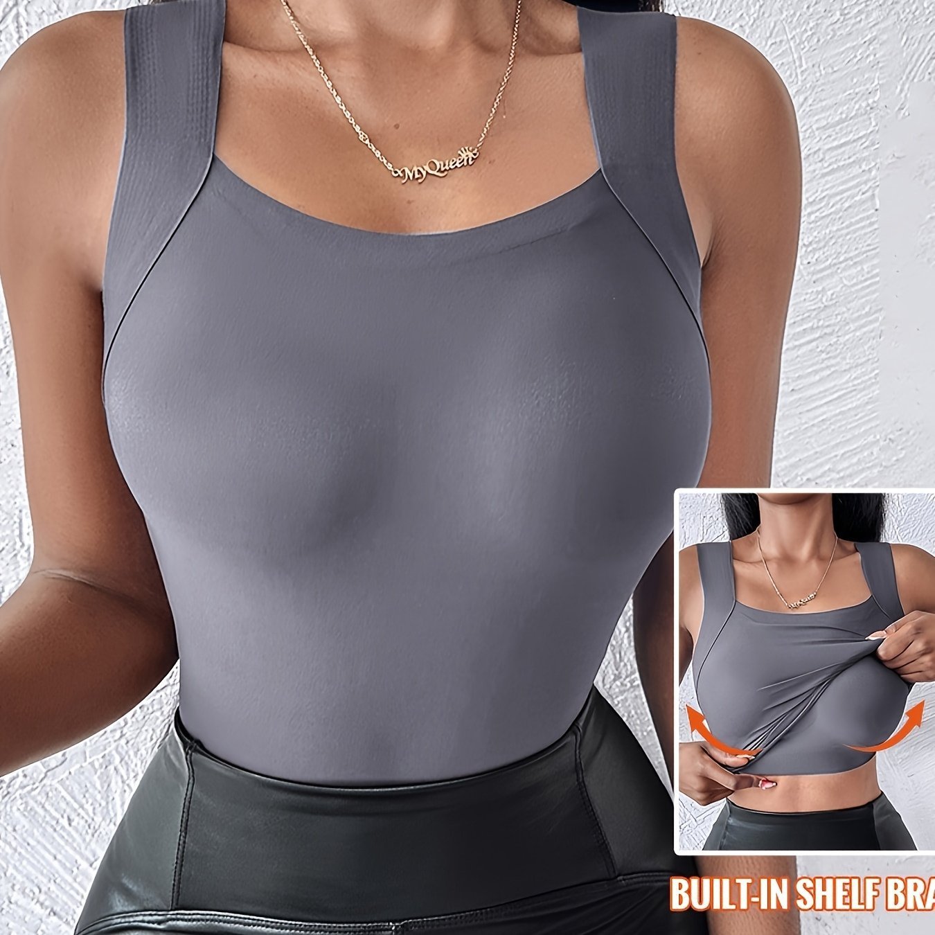 🔥Year-End Clearance Sale 50% OFF🔥Women's U Neck Thermal Tank Tops with Built-In Bra