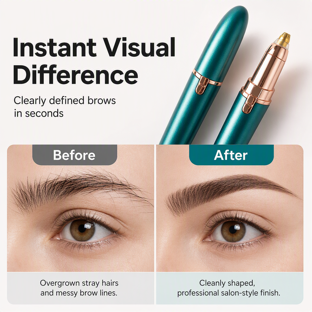 Pen-Style Eyebrow Trimmer – LED Precision & Painless Grooming