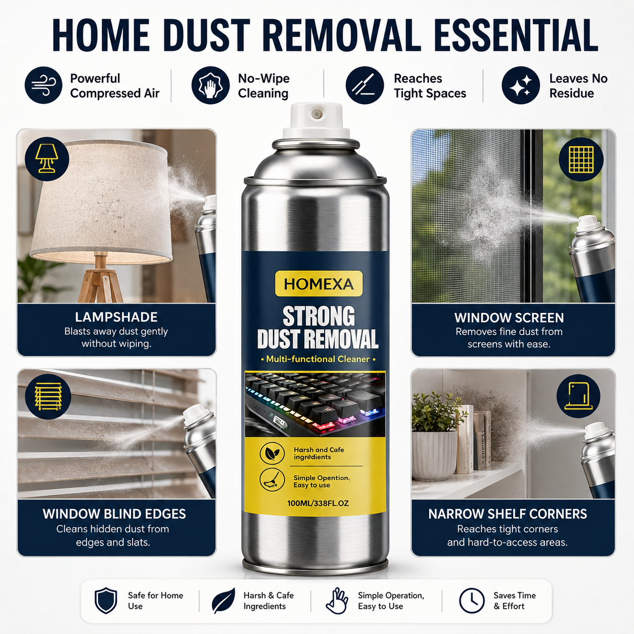 Compressed Air Duster – Precision Nozzle & No-Touch Cleaning Design