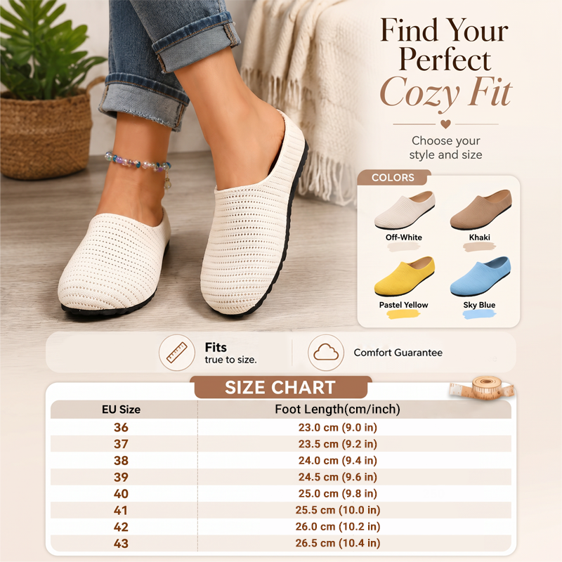 Breathable Knit Mules – Lightweight Slip-On & Cushioned Sole