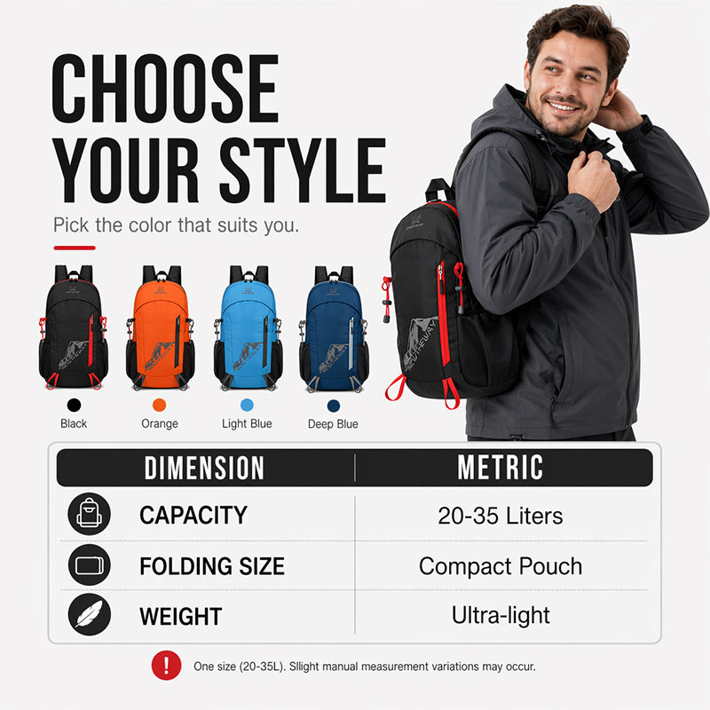 🏆 Last Day Special Price ! Foldable Waterproof Hiking Backpack – 7-Pocket & Ultra-Light Design