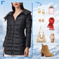 🔥 Winter Women's Mid-length Padded Jacket Warm Solid Color Hooded Jacket