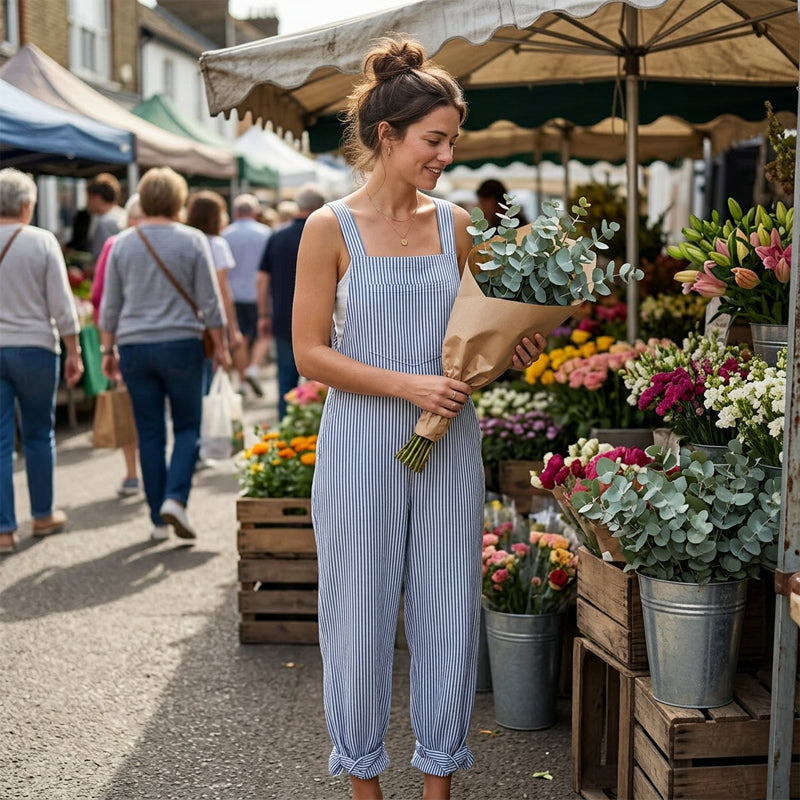 👗 50% OFF NOW! Relaxed Striped Jumpsuit – Breathable, Effortless Summer Style