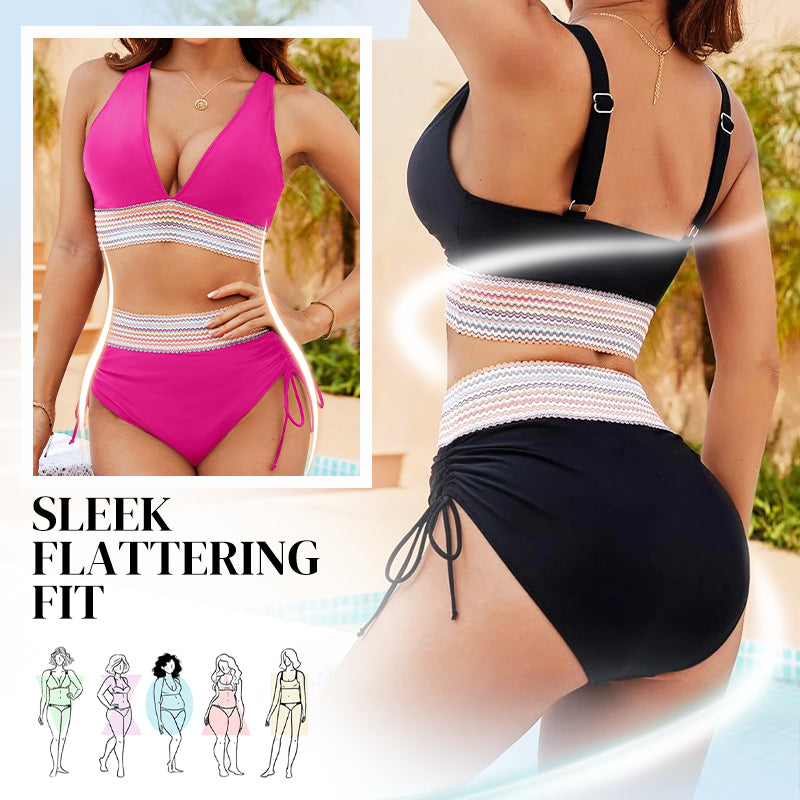 🏖️Summer Cool Deal: 50% OFF NOW!🏖️High Waisted Tummy Control Color Block Bikini Sets