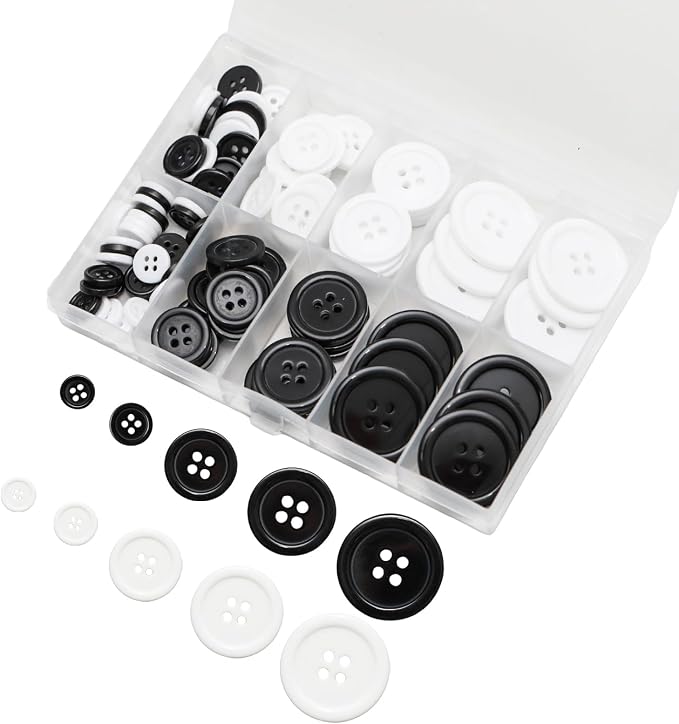 160 pcs Buttons for Crafts Buttons(White & Black)