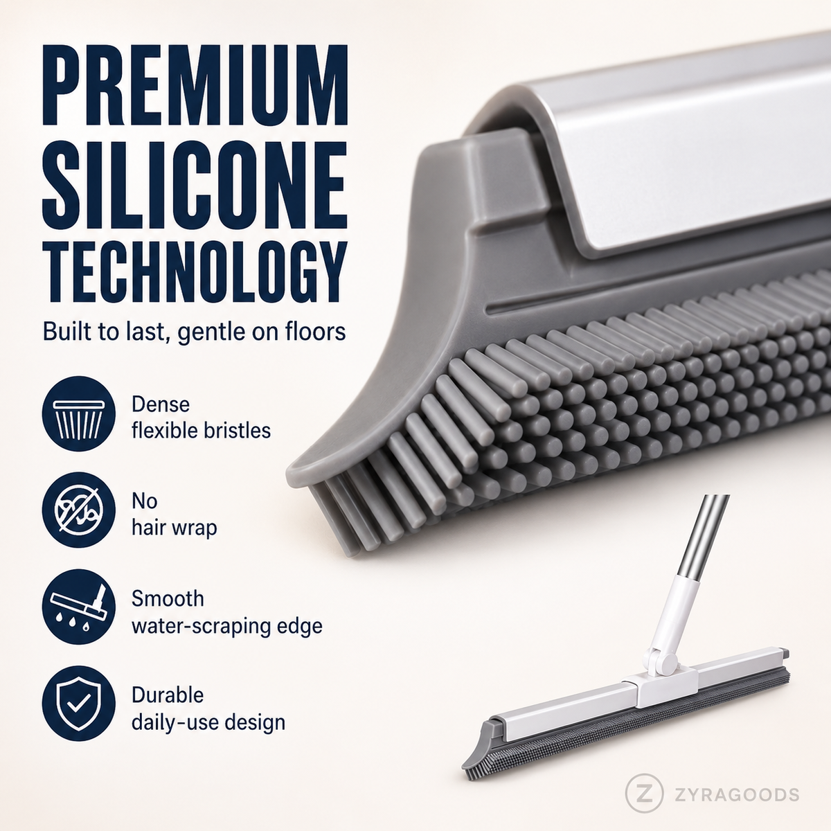 Sweep & Scrape Instantly! Double-Sided Silicone Multi-Purpose Broom