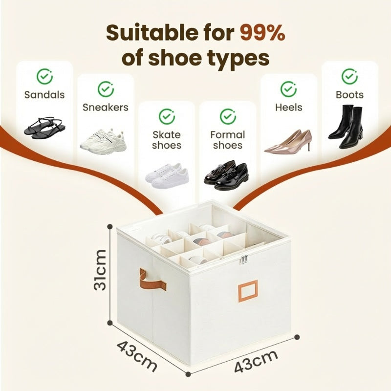 👟 Fabric Shoe Organizer Storage Box – Foldable, Large Capacity, Dustproof & Breathable for Closet & Bedroom