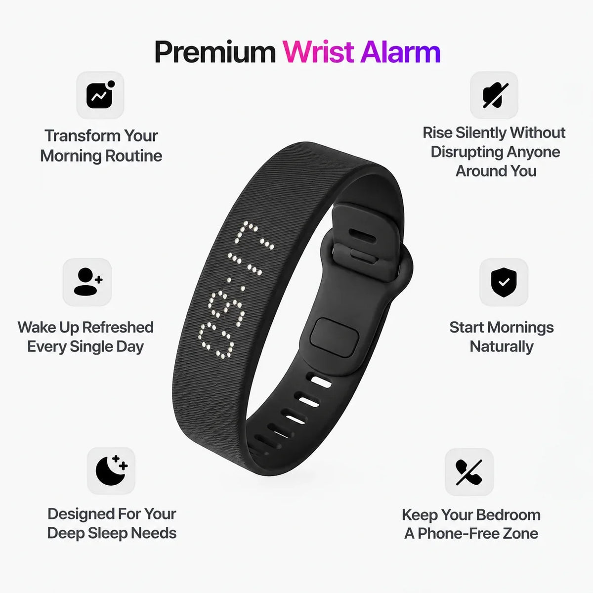 Wake Silently Instantly! USB Rechargeable Vibrating Alarm Sports Watch