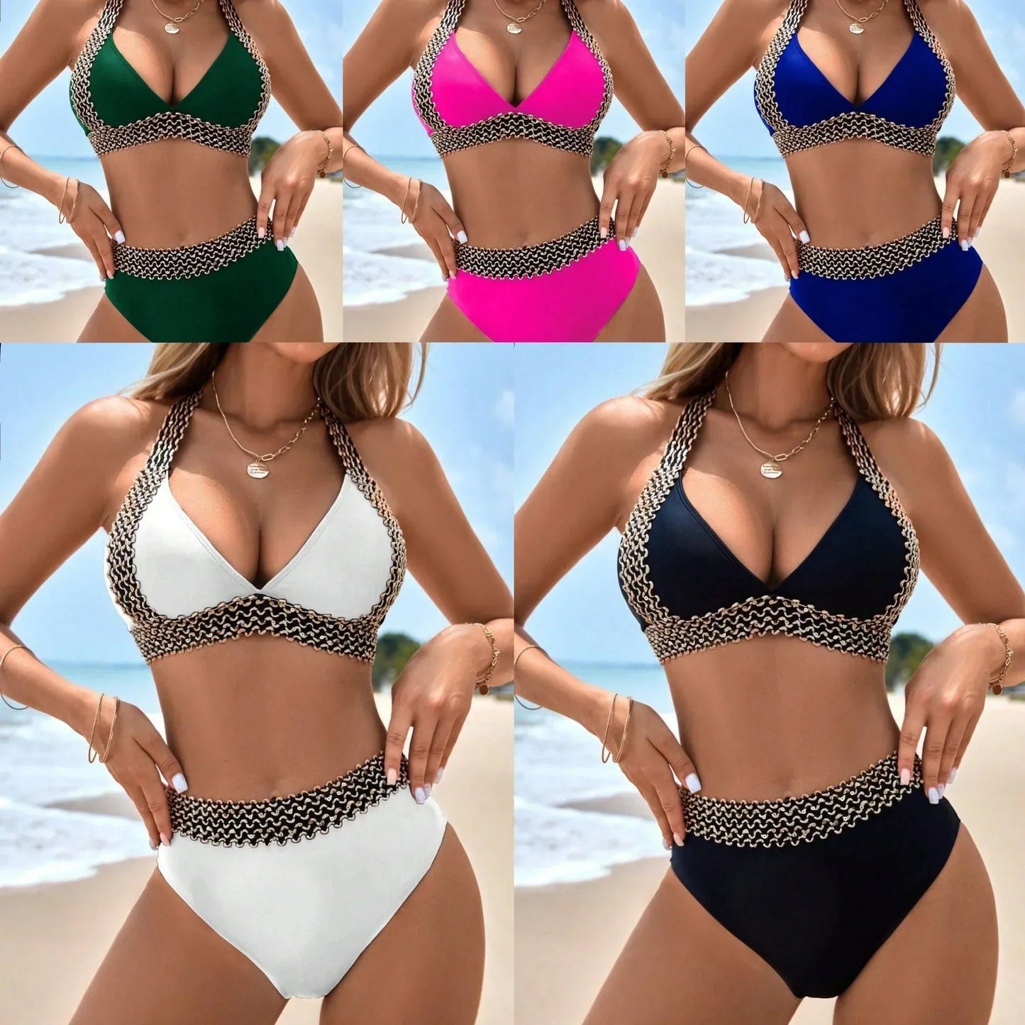 Plunging V-Neck Swimsuit – Ruffled & Fast-Drying