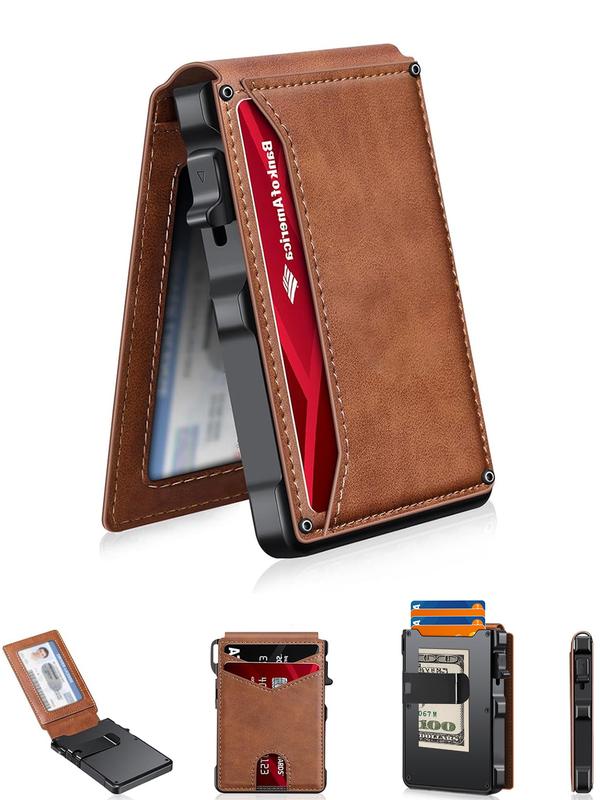 RFID Slim Pop-Up Wallet – AirTag Ready & Magnetic Close