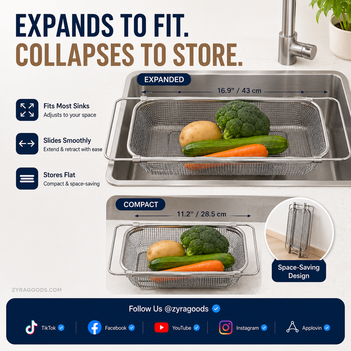 Dry Dishes Instantly! Stainless Steel Over-Sink Rack