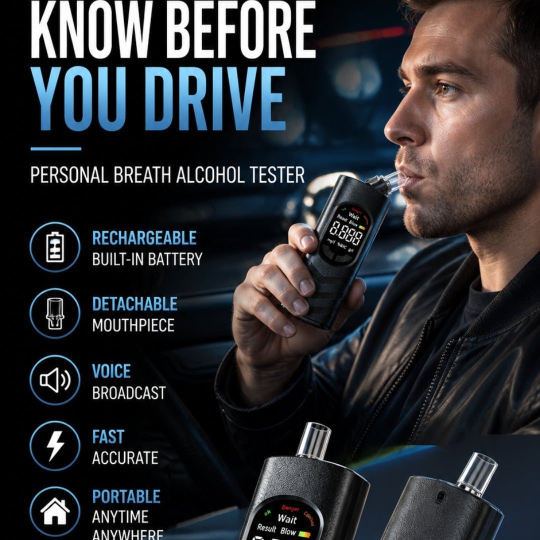 ⏳🔥LIMITED-TIME 50% OFF! ⏰Digital Breathalyzer – Voice Alert & USB Rechargeable Design, No More Risky Driving