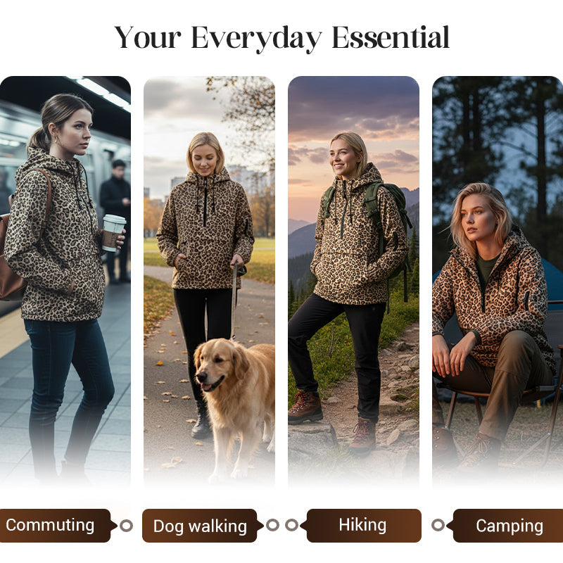 ✨🔥Leopard Print Hooded Pullover with Kangaroo Pocket🧥