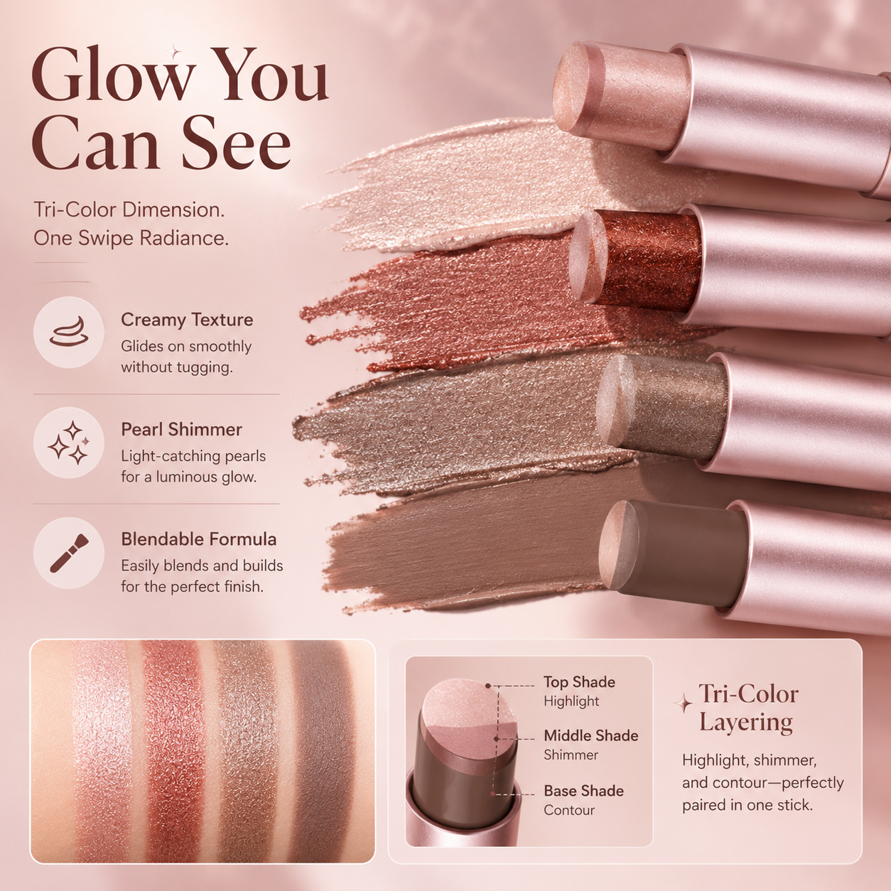Blend Any Look Instantly! 3-in-1 No-Crease Eyeshadow Stick