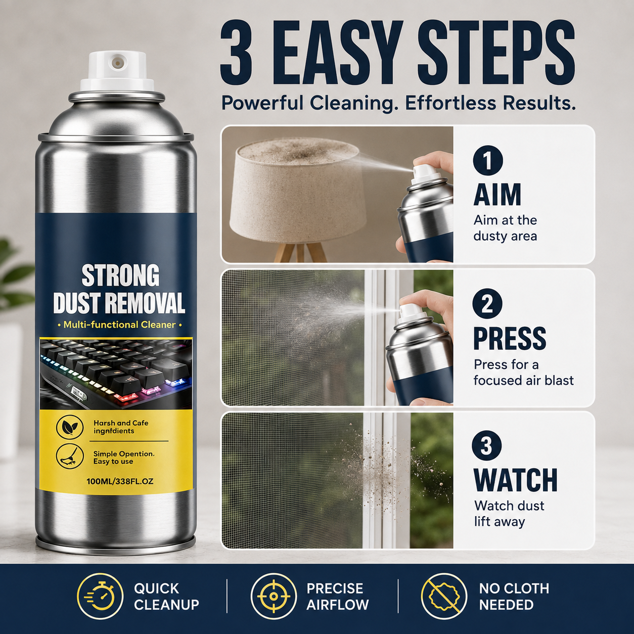 Compressed Air Duster – Precision Nozzle & No-Touch Cleaning Design