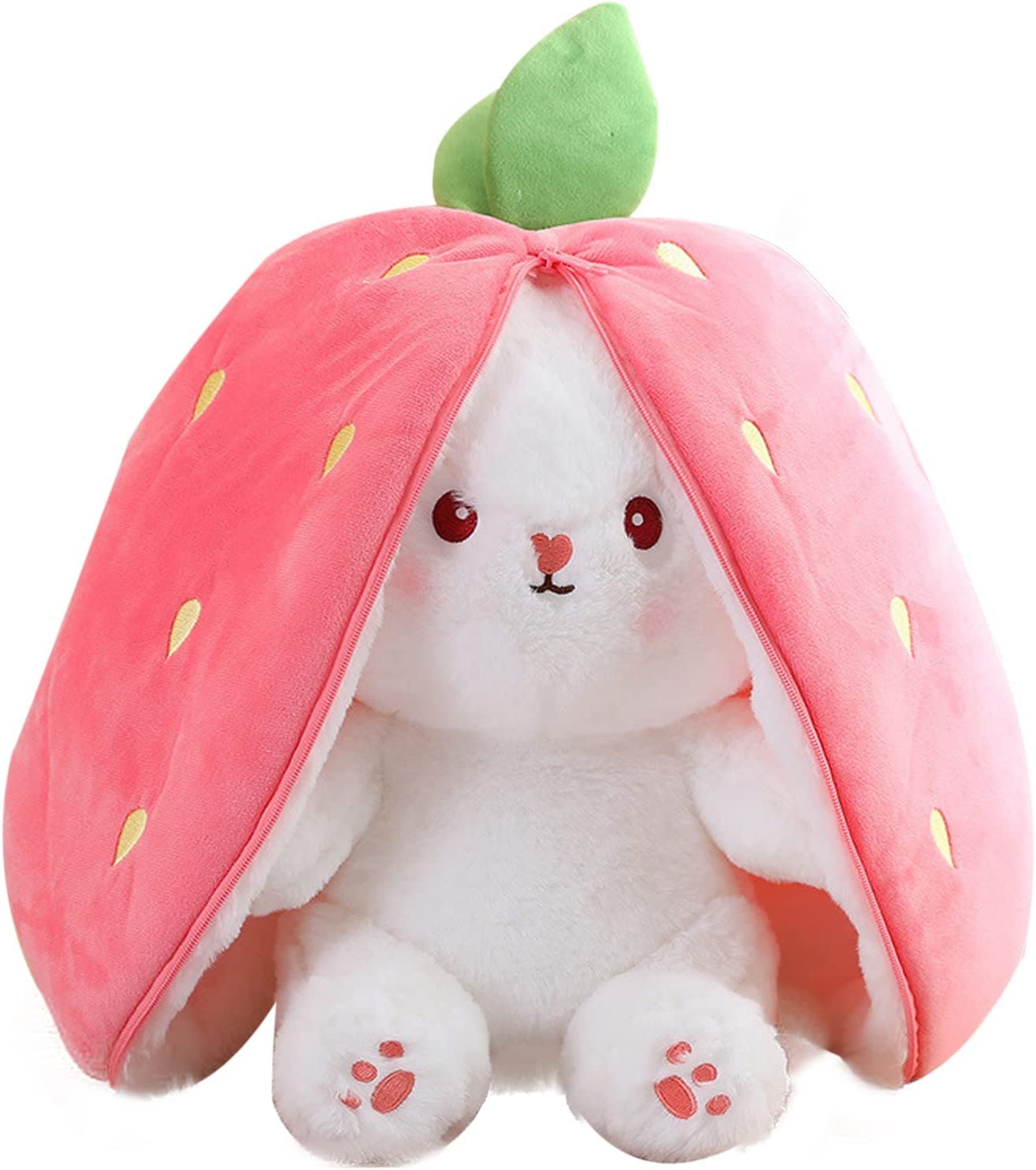🍓 Hot Sale 🍓Strawberry Bunny Transformed into Little Rabbit🎀 Fruit Doll Plush Toy🐰