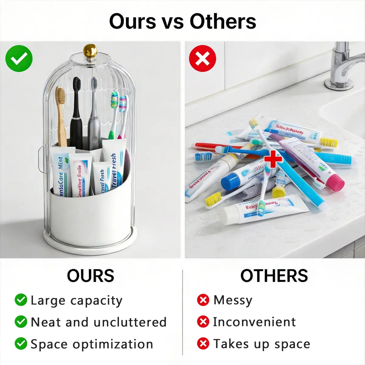 Protect Toothbrushes Instantly! No-Dust Sliding Lid Organizer