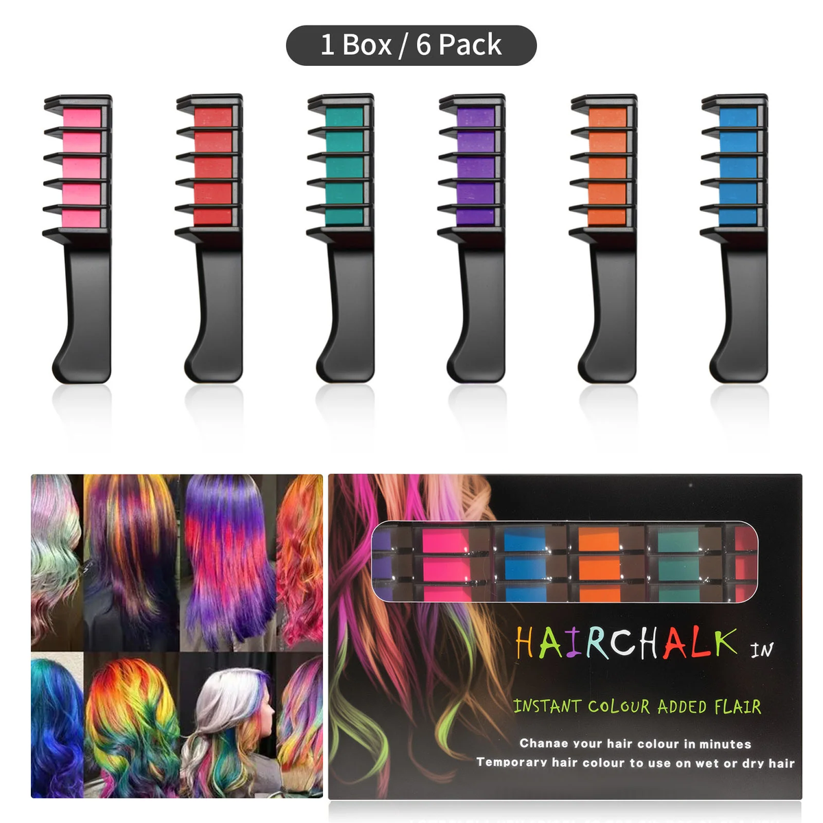 Color Hair Instantly! No-Stain 10-Piece Hair Chalk Set