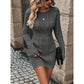 ⏰💃Last Day 50% OFF❄️🖤Women's Winter Plain Round Neck Cable Knit Bodycon Sweater Dress