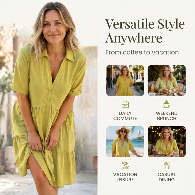 Cotton-Linen A-Line Dress – Breathable, Everyday Chic