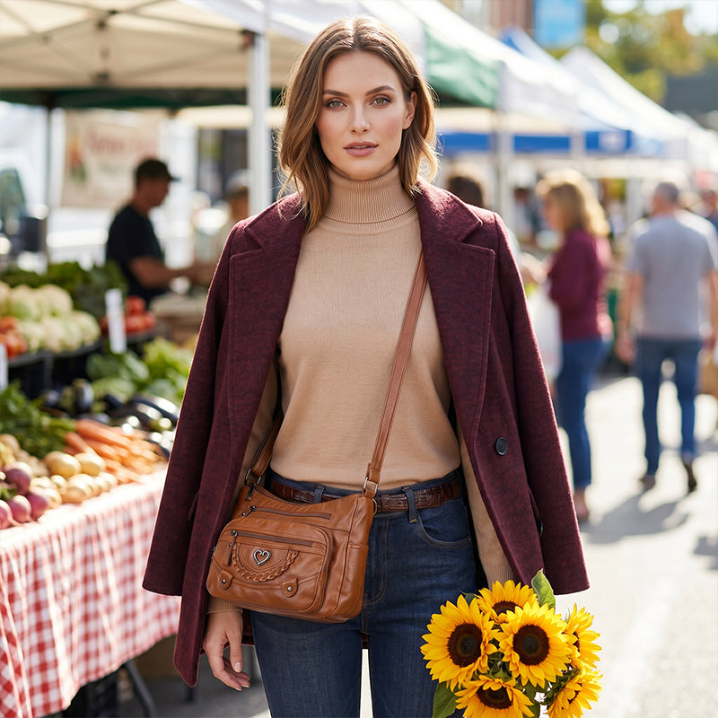 💐50% OFF! 🔥🎁Women's Soft PU Crossbody Bag – Multiple Pockets for Perfect Organization 👜🔑【Limited Offer】