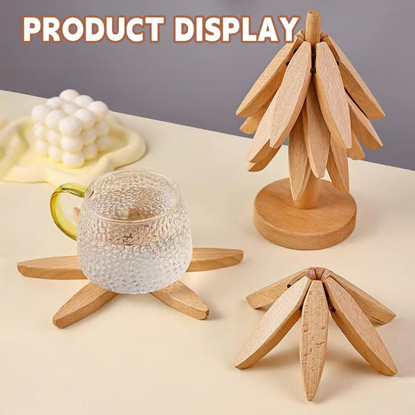 💖Venta limitada 50% de descuento💖Posavasos aislantes Posavasos de madera maciza con forma de árbol de Navidad
