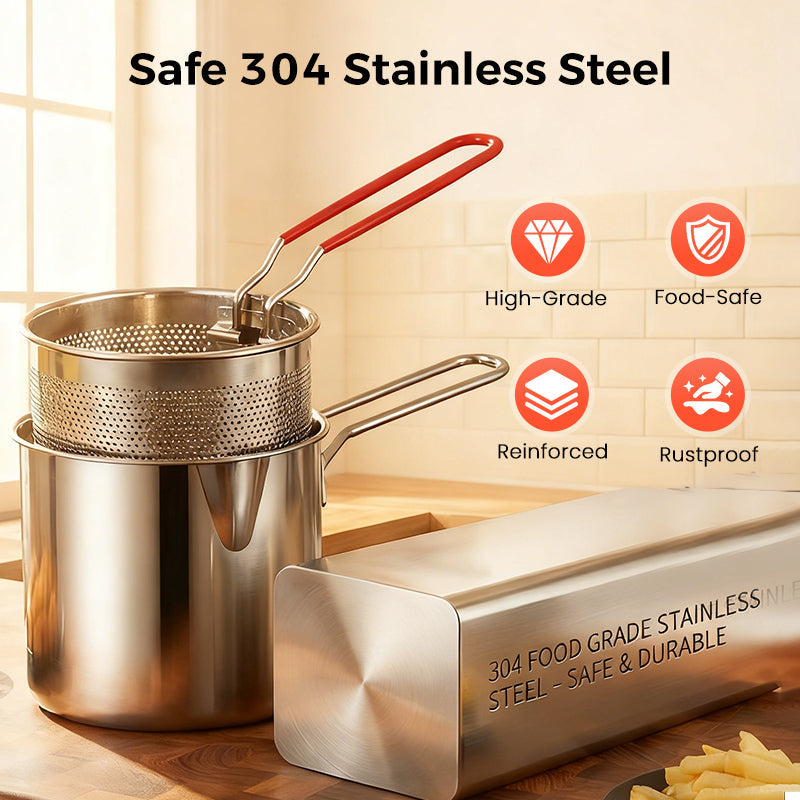 Fry Crispy Food Instantly! No-Splash Oil-Saving Stainless Fryer
