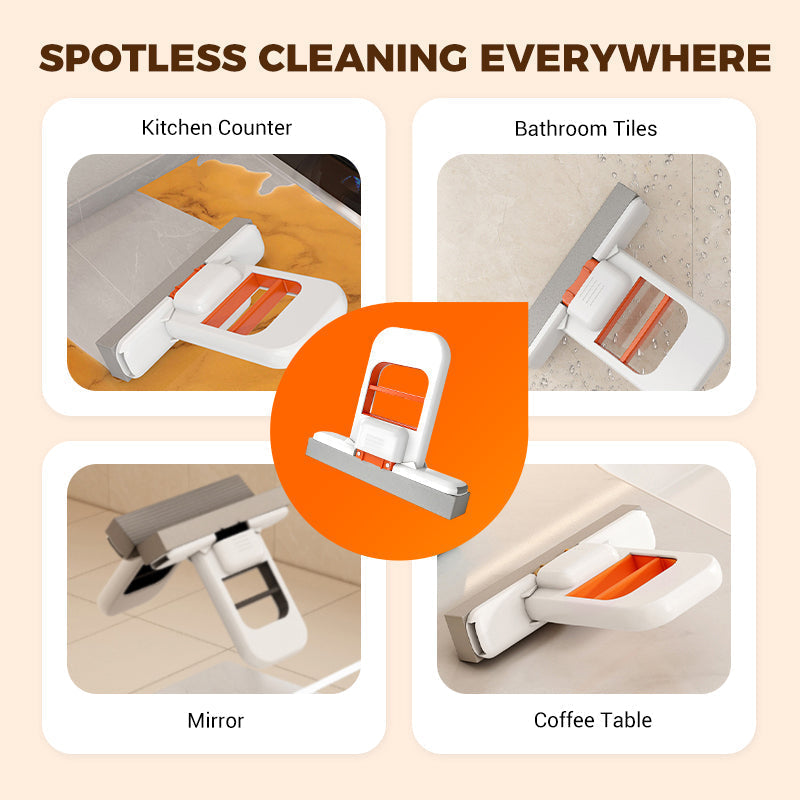 Wipe Any Surface Instantly! No-Mess Foldable Squeeze Mini Mop