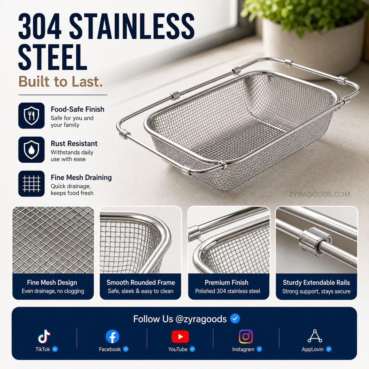 Dry Dishes Instantly! Stainless Steel Over-Sink Rack