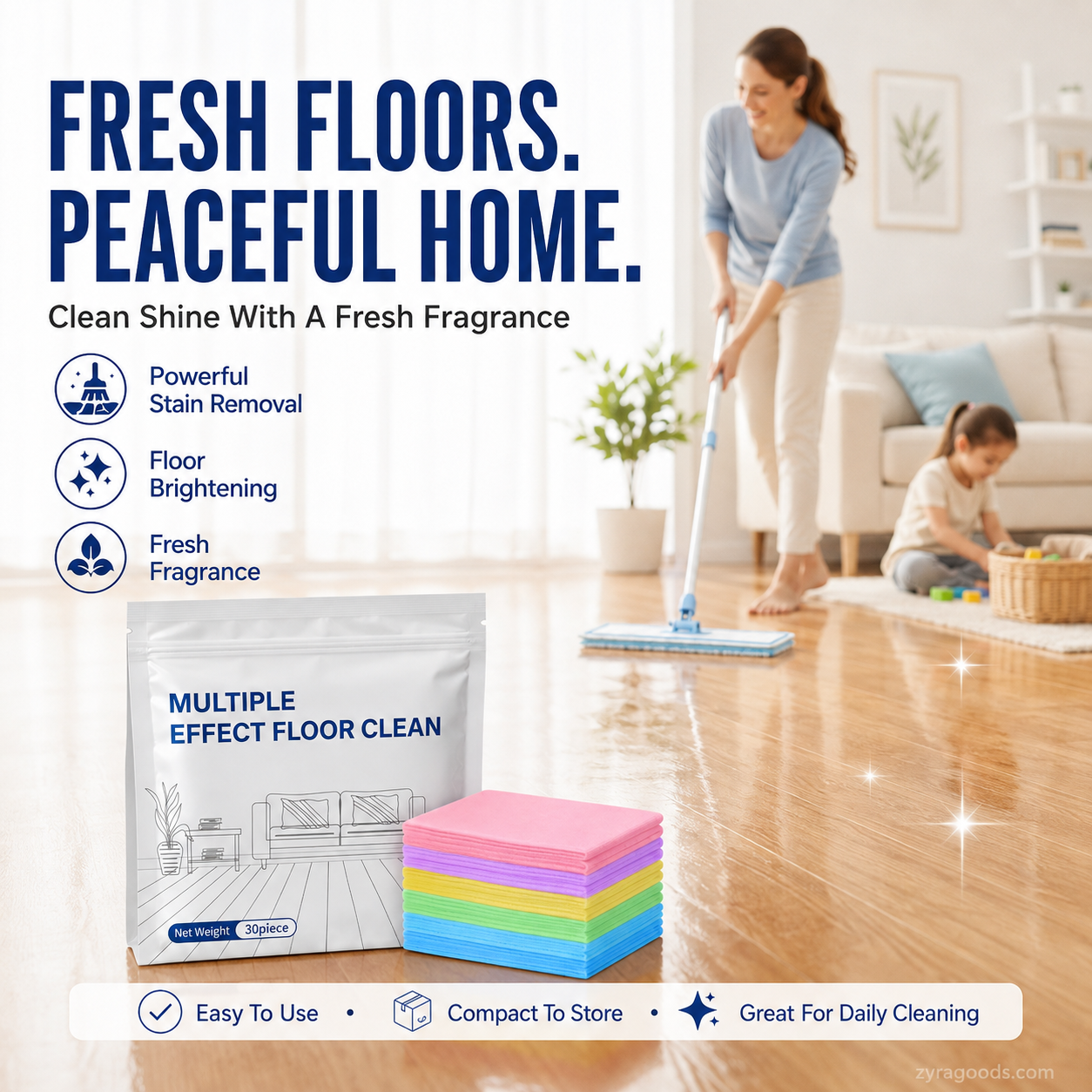 30-Pieces Multi-Effect Floor Cleaning Sheets