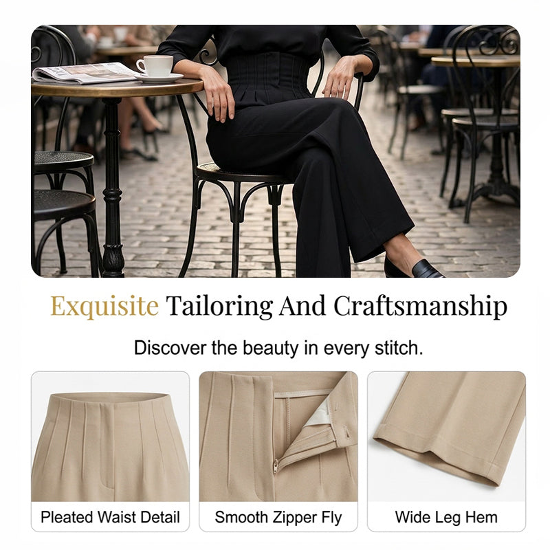 High-Waist Wide-Leg Pants – Breathable & Elegant Drape