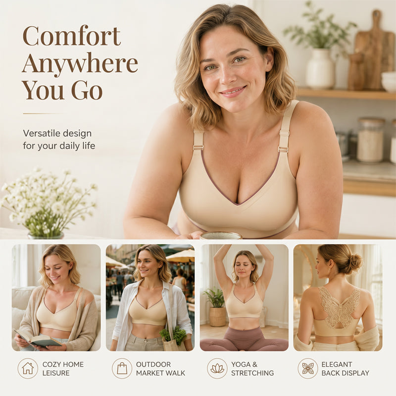 Buy 2 Get 1 Free 💗 Plus-Size Wirefree Bra – Ice Silk & Full Support