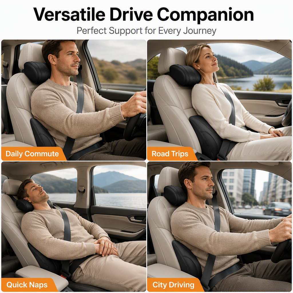 Premium Car Seat Headrest & Lumbar Support Cushion