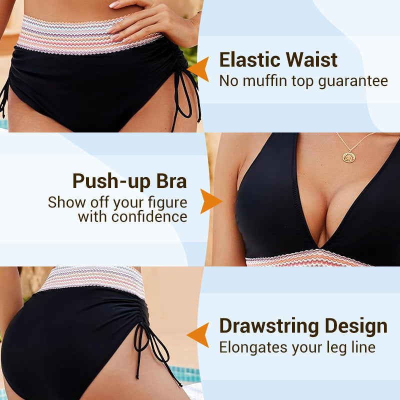 🏖️Summer Cool Deal: 50% OFF NOW!🏖️High Waisted Tummy Control Color Block Bikini Sets