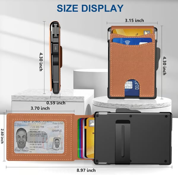 Aluminum RFID Wallet – AirTag Ready & Pop-Up Card Access