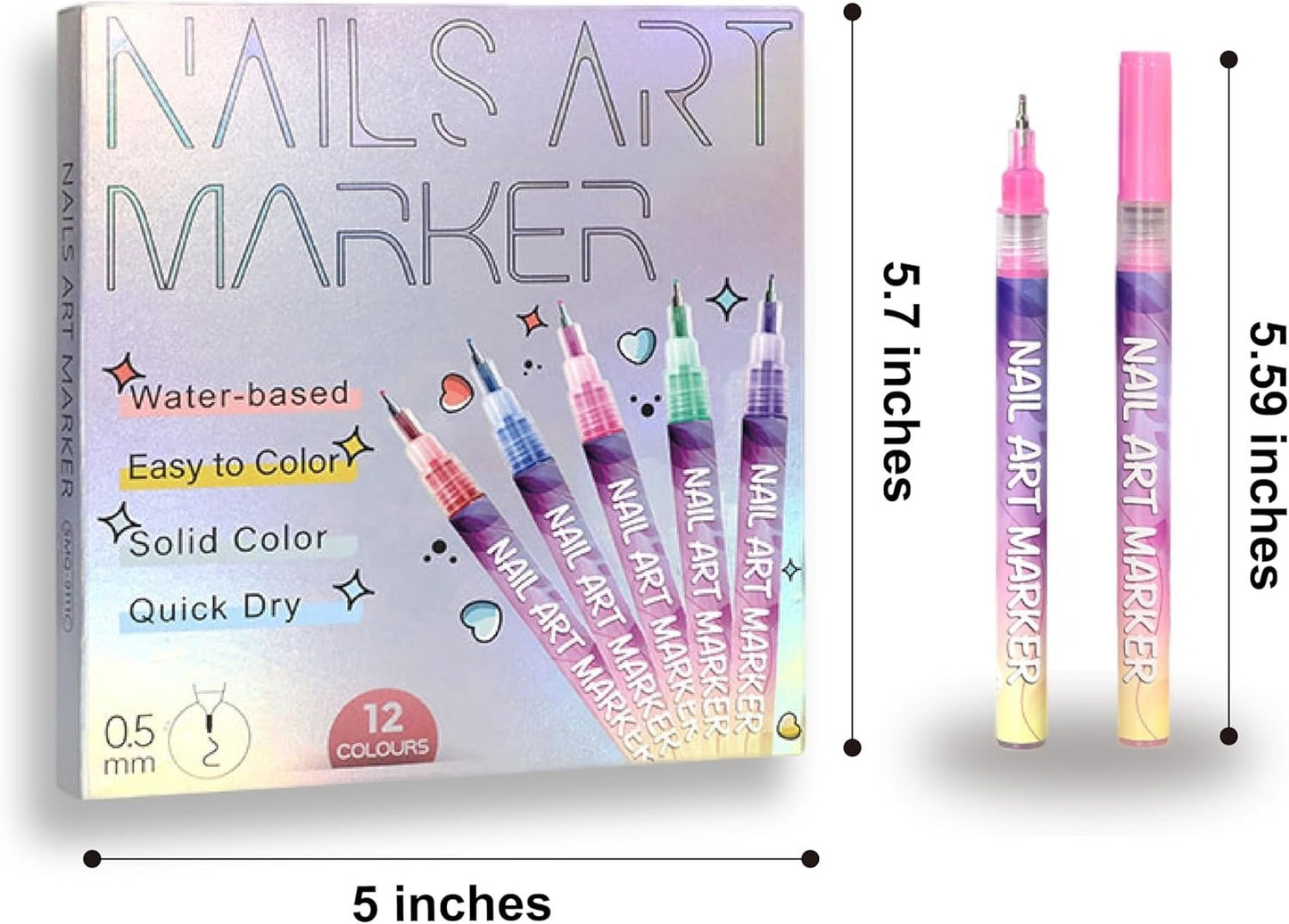 🎁Christmas Special Sale - 50% OFF💝🎨12 Colours Nail Art Pens Set