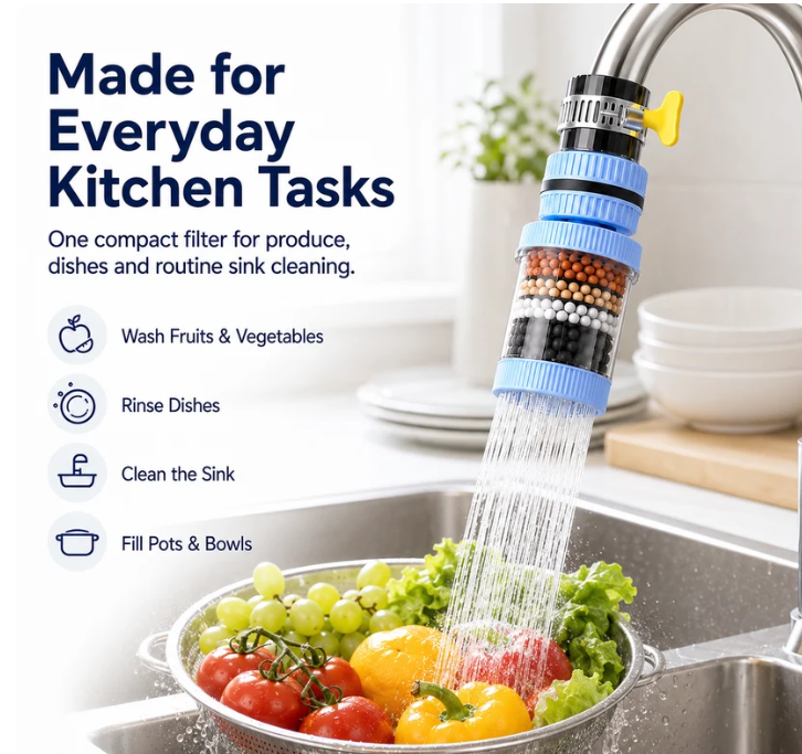 Purify Tap Water Instantly! No-Tool Multi-Layer Faucet Filter
