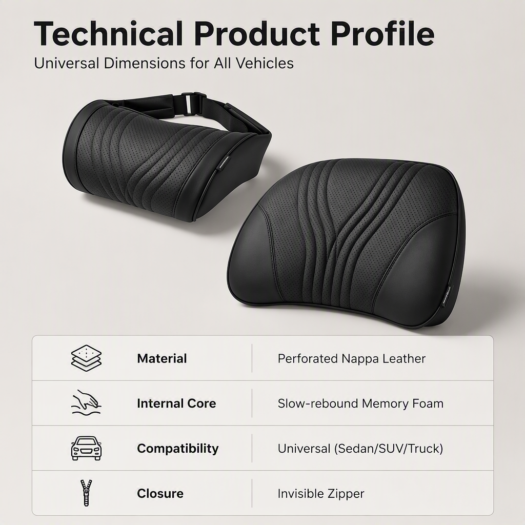 Premium Car Seat Headrest & Lumbar Support Cushion