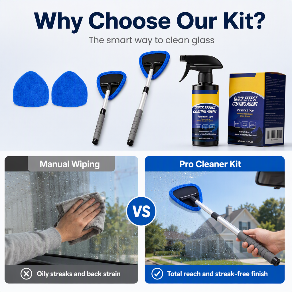 Clean Both Sides Instantly! Magnetic Windshield Cleaning Kit