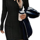 ⏰💃Last Day 50% OFF❄️🖤Women's Winter Plain Round Neck Cable Knit Bodycon Sweater Dress
