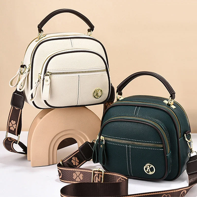 ✨Classic Multifunctional Compartments Adjustable Wide Shoulder Strap PU Leather Crossbody Bag