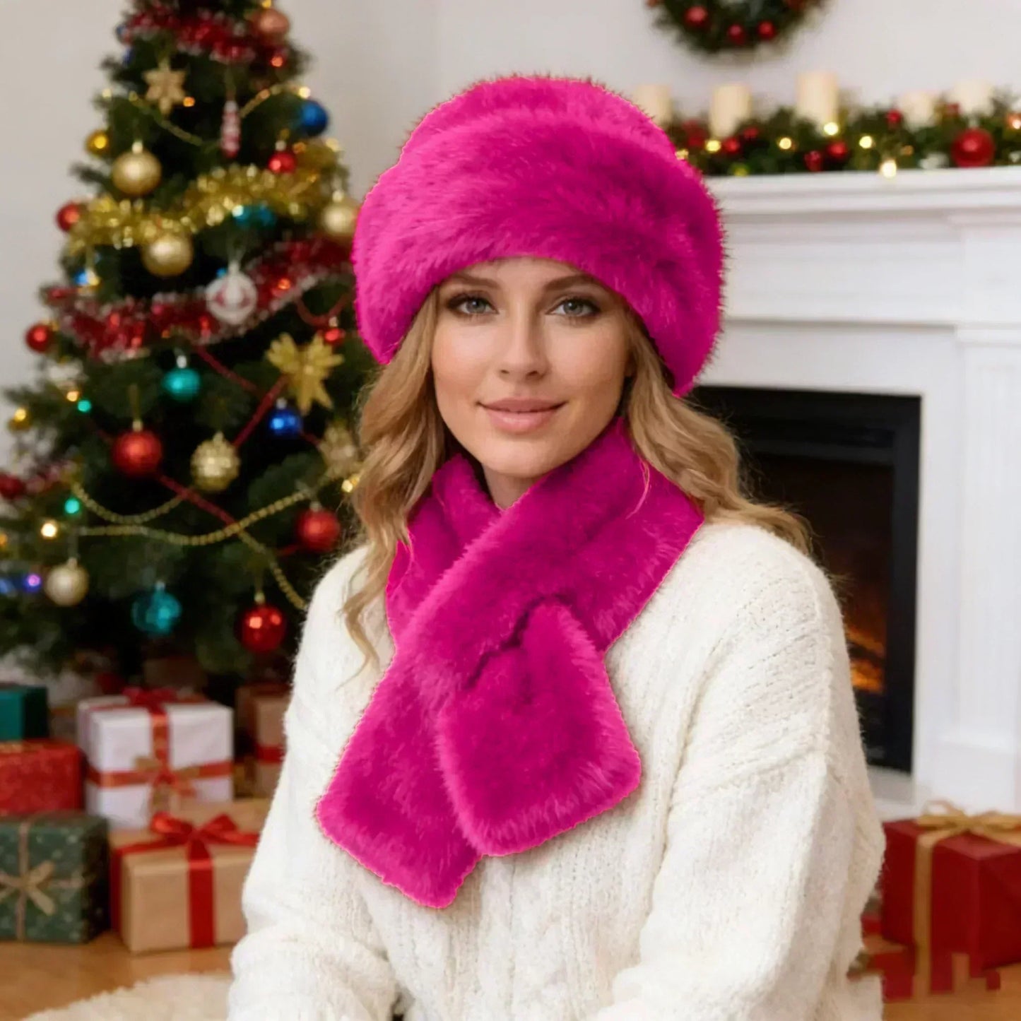 💝Valentine's Day Sale - 50% Off🔥Fluffy Fur Hat & Scarf Set🎁Ultra Warm, Stylish & Limited Stock❄️