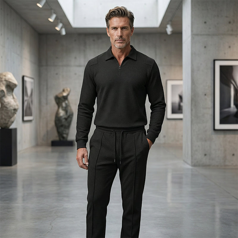 💥 Men’s Waffle Knit Sweatshirt & Straight-Leg Pants Set – Cozy, Breathable & Effortlessly Stylish 👕👖