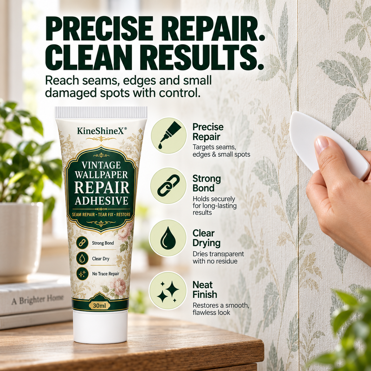 Fix Peeling Wallpaper Instantly! No-Mess Clear-Dry Repair Adhesive