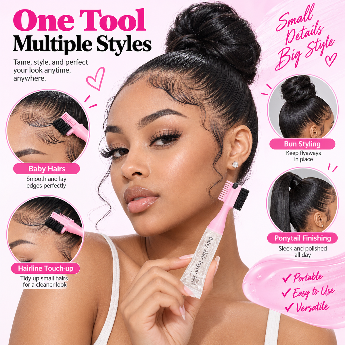 Smooth Edges Instantly! Brush-In Edge Control Gel Kit