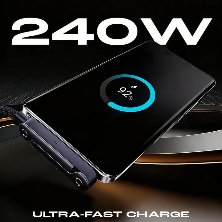 Charge & View Instantly! No-Slip 240W Foldable Stand Cable