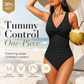 👙Tummy Control Ruched One-Piece – V-Neck & Full Coverage