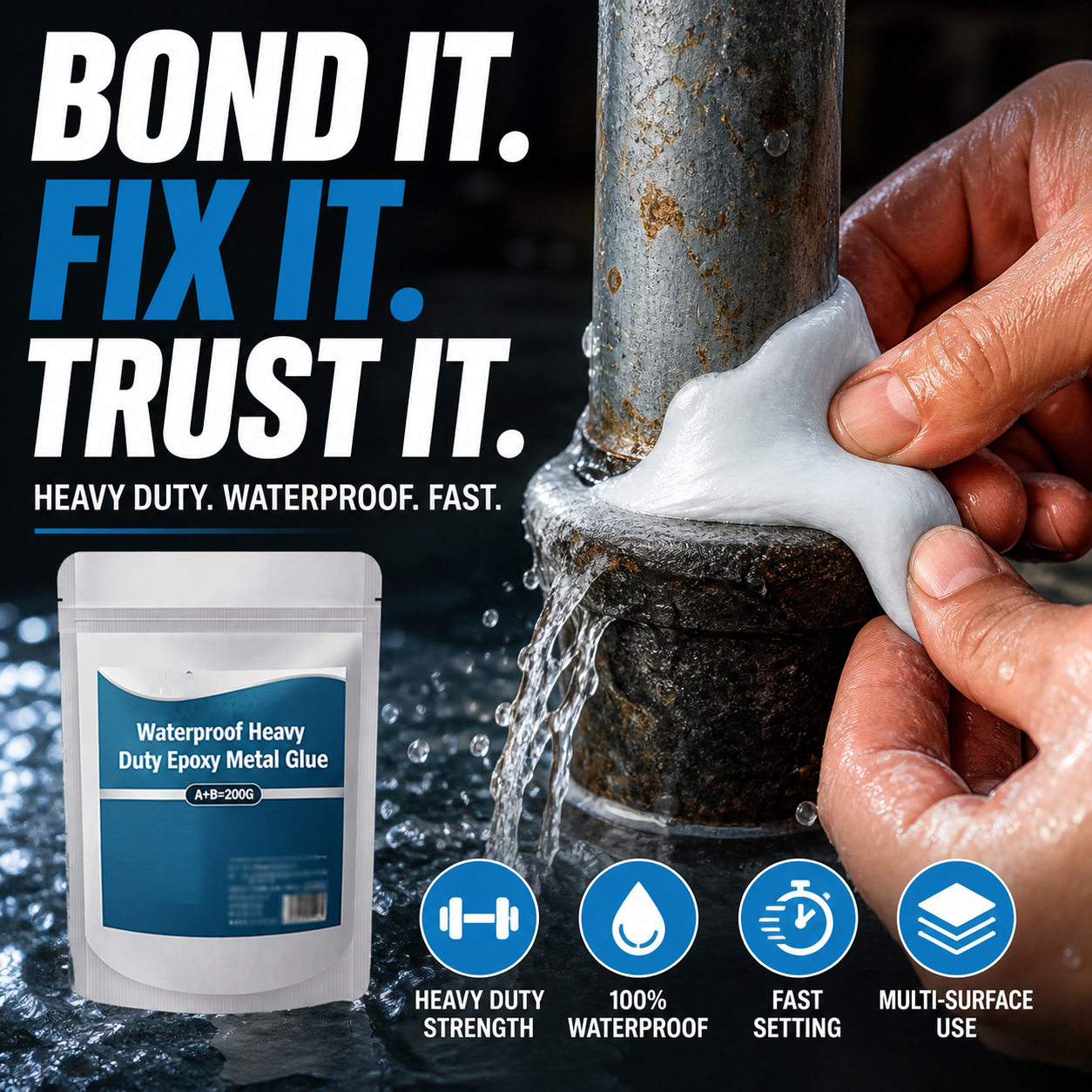 Fix Anything Instantly! No-Crack Waterproof Epoxy Metal Glue
